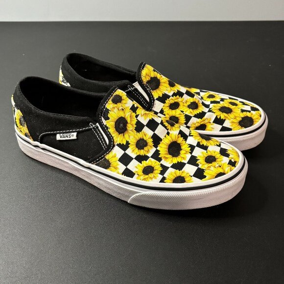 Vans Shoes - Vans - Asher Checkboard Sunflower - Slip-On- Women's 8.5 - Yellow and Black